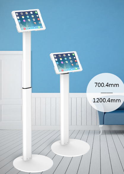 Factory Custom Logo Box IDock Stylish Adjustable Height iPad Floor Holder 90° Rotation Metal Floor Tablet Stand