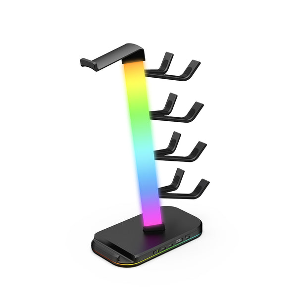 iDock Gaming Controller Holder RGB Headphones Stand 10 Light Modes with 1* USB Data Transmission Ports and 2*Type-C Charging Port