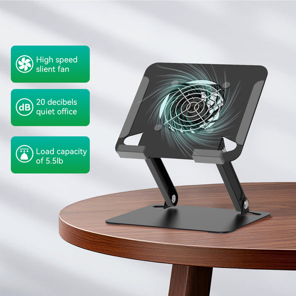 iDock Universal Portable Folding Metal Adjustable Desktop Tablet Stand Holder with fan Cooling pad for iPad