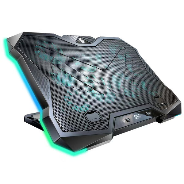 iDock Ergonomic Metal Height Adjustable Ten Core Air Cooled Laptop Cooling Pad with RGB Light