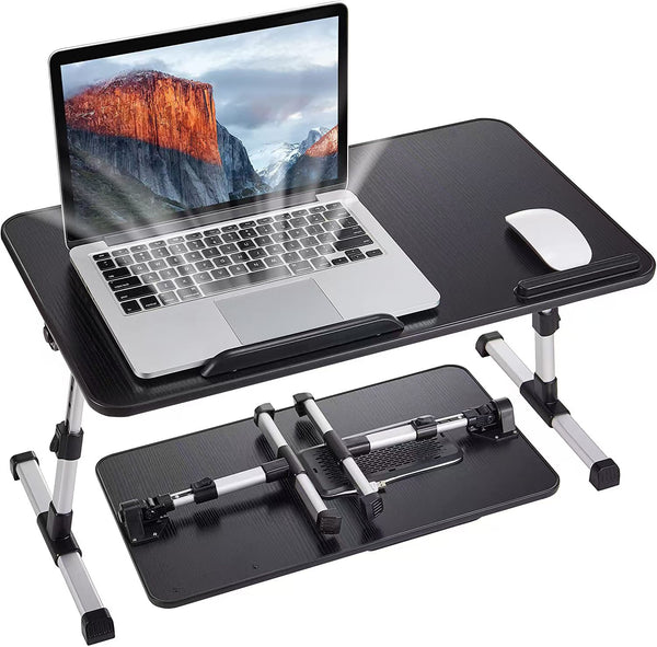 iDock Folding Multi-angle Adjustable Foldable Portable MDF Wood Home Office Bed Computer Laptop Lap Tray Desk Table with Fan