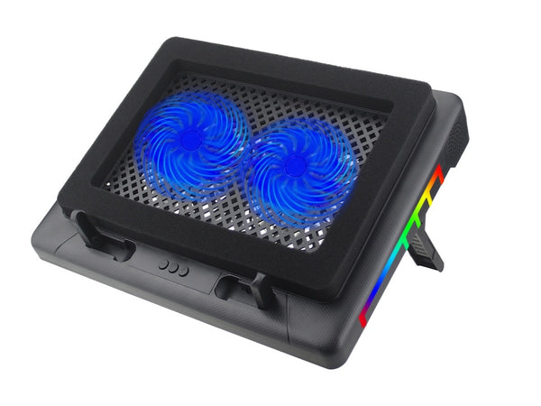 iDock Portable Folding Height Adjustable Two Fans Laptop Cooling Pad with RGB Lights Laptop Cooler Support 12-17 Inch Laptops