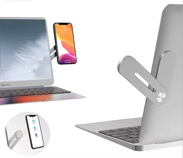 iDock Magnetic Cellphone Mount Ailikete Aluminum Folding Bracket Side Mount Smartphone Holder on Laptop Smartphone Stand