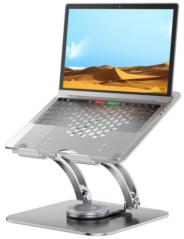 iDock Ergonomic Portable Folding Laptop Stand Height Angle Adjustable Aluminum Alloy 360 Degree Swivel Notebook Holder