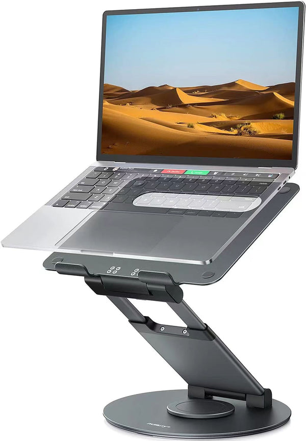 iDock Height Angle Adjustable Ergonomic Desk Sit to Stand pull out design aluminum 360 rotating laptop stand