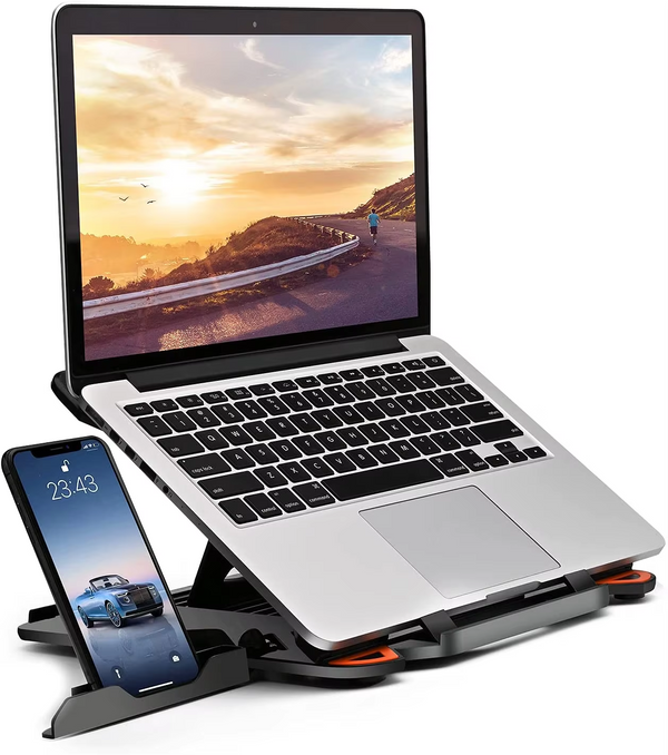iDock Ergonomic Portable Foldable Multi-Angle Adjustable Laptop Riser Holder with Phone Stand Notebook Stand Compatible for 10 to 17 Inch Laptops