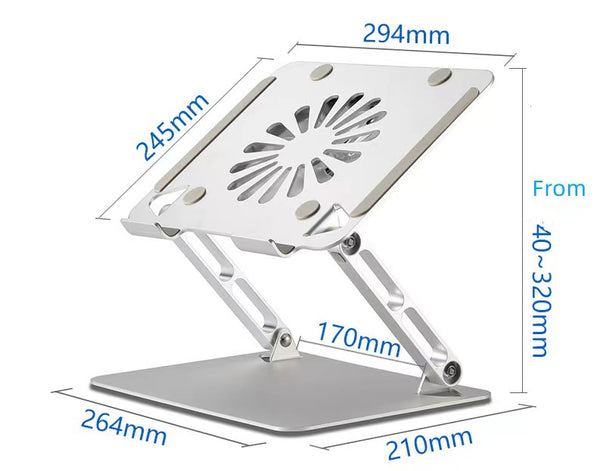 iDock Ergonomic Height Multi-Angle Adjustable Foldable 17 inch Laptop Stand With Fan and USB HUB