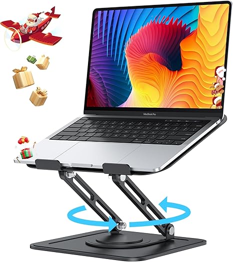 iDock Ergonomic Folding Adjustable Metal Laptop Stand with 360 Rotating Base Compatible with 11 to 16 Inch Notebook