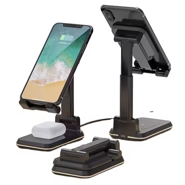 iDock 2 In 1 Wireless Charging Portable Foldable Height Angle Adjustable Mobile Phone Holder Tablet Stand